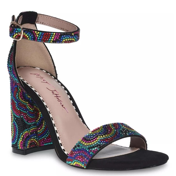 Betsey Johnson Shoes - Betsey Johnson Multicolor Beaded Women's Sandals Cicely Block Heel Dress 8.5